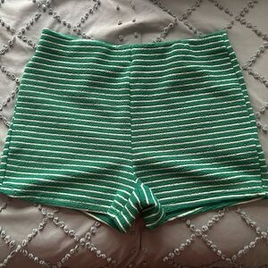 Missguided Green Striped High Waist Shorts